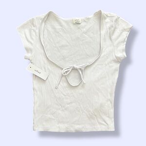 Wilfred White Cap Sleeve Tie Front Blouse NWT